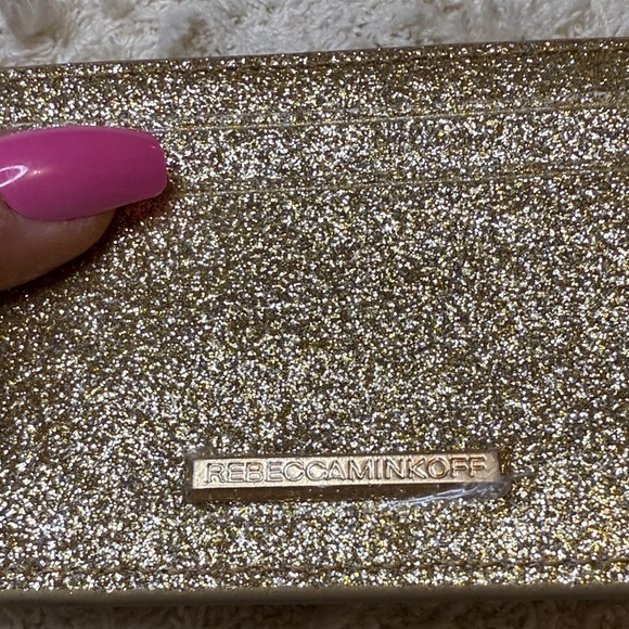 ✨NWOT Rebecca Minkoff Sparkling Gold Card Holder - Picture 3 of 9
